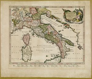Italiae / antiquae / Novissima tabula. / Auctore / Phil. Cluvero, in Introductiones in universam Geographiam tam veterem quam nova libri VI