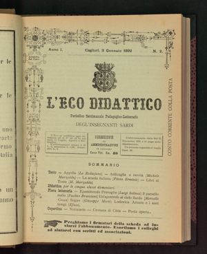 A. 1, n. 2 (3 gennaio 1892), p. 1