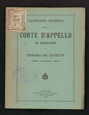 Calendario giuridico della Corte d’Appello di Cagliari e tribunali del distretto