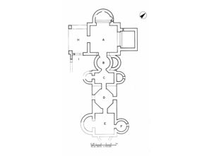 Pianta dell’edificio termale (da A. Donati, R. Zucca, L’ipogeo di San Salvatore, Sardegna Archeologica. Guide e itinerari, 21, Sassari 1992, fig. 27