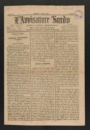 L’avvisatore sardo. Giornale giudiziario e di annunzi