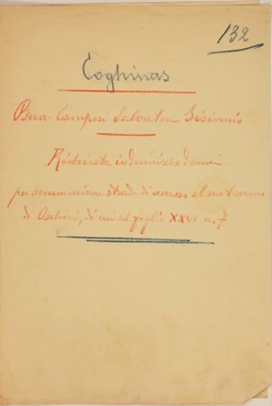 Coghinas – Bua–Campesi Salvatore Sisinnio: Richiesta indennizzo danni per sommersione strada di accesso al suo terreno di Oschiri di cui al Foglio XXIV n. 7