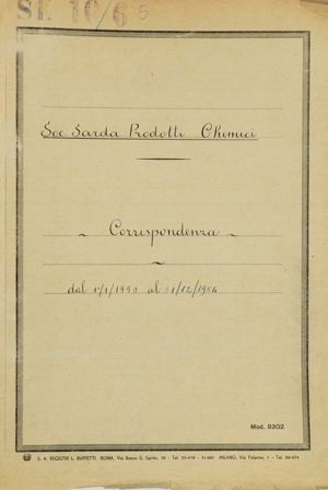 Corrispondenza dal 20 dicembre 1949 al 15 dicembre 1954