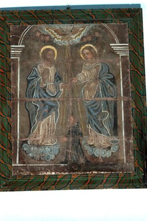 Gesù Cristo e la Madonna intercedono per un francescano