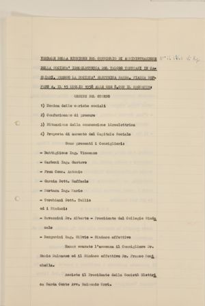 Società Idroelettrica del Taloro – Atti consiliari e assembleari 15-7-1958