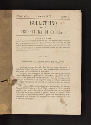 Bollettino della Prefettura di Cagliari