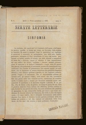 A. 1, n. 1 (aprile 1882), p. 1