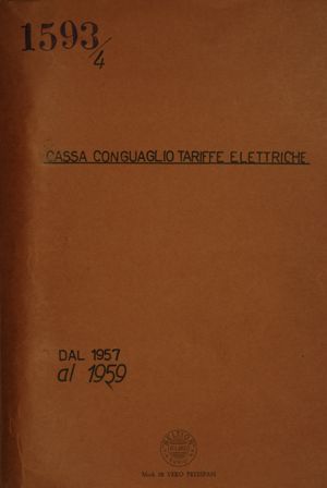 Cassa Conguaglio Tariffe Elettriche dal 1957 al 1959
