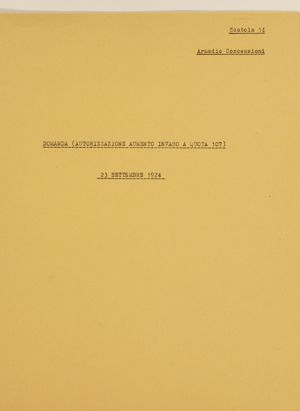 Istanza 23 settembre 1924 - Autorizzazione aumento invaso a quota 107