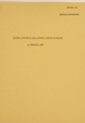 Lettera, 12 febbraio 1925 - Sollecito alla domanda aumento invaso