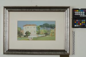 paesaggio con alberi e casa