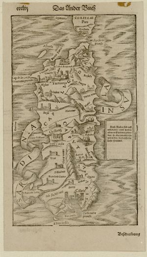 Sardinia insula, pagina CCCLVI in Sebastian Münster, Cosmographia Universalis oder Beschreibung aller Länder