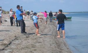 Simulazione di pesca con il poliggio