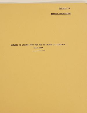 Istanza Imprese Tirso 10 agosto 1920 – Richiesta di variante al progetto definitivo del 20 dicembre 1915