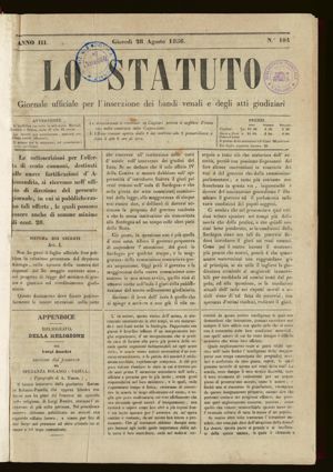Lo statuto. Giornale politico-economico della Sardegna