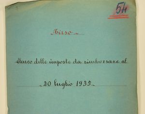 Tirso – Elenco delle imposte da rimborsare al 20 luglio 1935