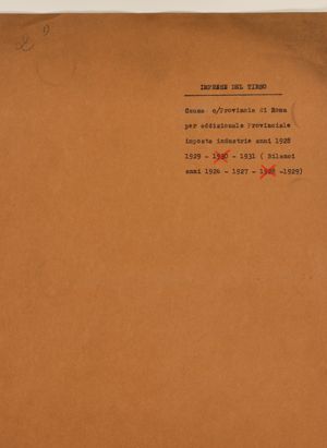 Imprese Tirso – Causa contro la Provincia di Roma per addizionale provinciale imposta industria anni 1928-1929-1931- Bilanci anni 1926-1927-1928