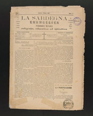 La Sardegna evangelica. Periodico mensile religioso, educativo ed istruttivo