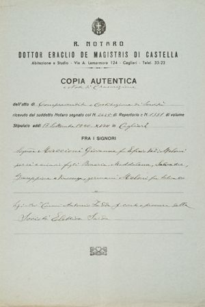 SES - Atto di compravendita e costituzione di servitù, 17 settembre 1940