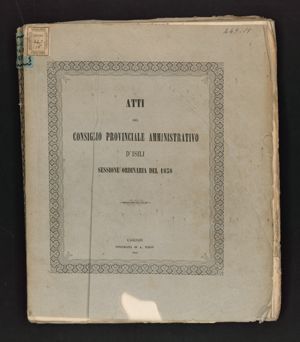 Atti del Consiglio provinciale amministrativo d’Isili