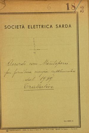 Accordi con Monteponi per fornitura energia supplementare dal 1939 - Trattative