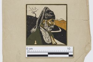 Ritratto di figura maschile anziana in costume popolare sardo