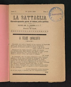 A. 1, n. 1 (10 aprile 1898), p. 1