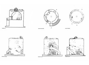 Pianta, sezione e prospetti della torre (da Aa.Vv., Torri costiere della Provincia di Oristano. Storia, immagini e progetti di riuso, s.l. 2002, pp. 34-35