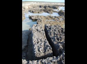 Blocco parzialmente liberato nella cava di Punta Maimoni