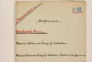 Coghinas – Transazione - Avv. Angelo Panu – Masia Achenza Luigi fu Salvatore - Masia Achenza Luigi fu Salvatore e Antonia fu Giuseppe, coniugi