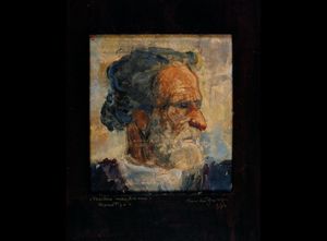 Carmelo Floris, Vecchio mandriano, 1930 monotipo su carta 20x19 cm.