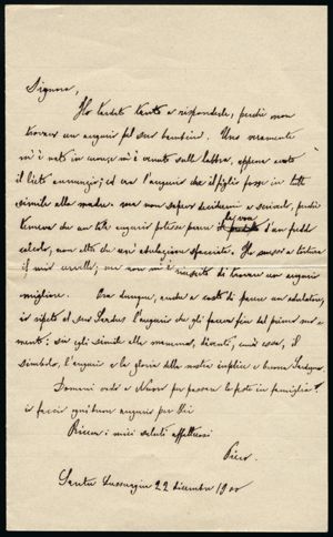 Lettera S. Lussurgiu 22.12.1900