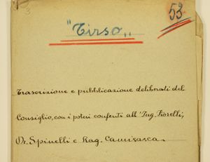 Tirso - Trascrizione e pubblicazione deliberati dal Consiglio con i poteri conferiti all'Ing. Fiorelli, Dr. Spinelli e Rag. Camisasca