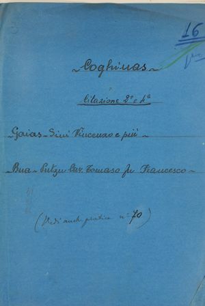 Coghinas – Citazione II e IV Gaias Sini Vincenzo e più – Bua Putzu Cav. Tomaso fu Francesco