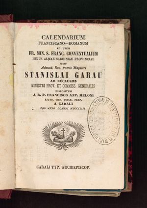 Calendarium franciscano-romanum ad usum fr. min. s. Franc. Conventualium hujus almae Sardiniae provinciae