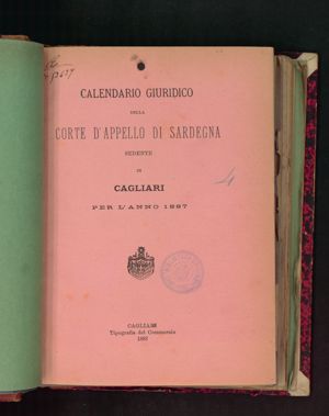Calendario giuridico della Corte d’Appello di Sardegna sedente in Cagliari