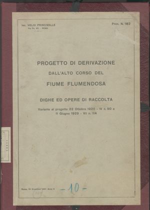 Progetto di derivazione dell'alto corso del fiume Flumendosa - Dighe e opere di raccolta