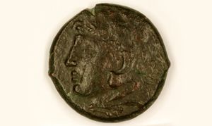 Moneta greca (278 - 276 a.C. effigiante testa giovanile di Eracle)