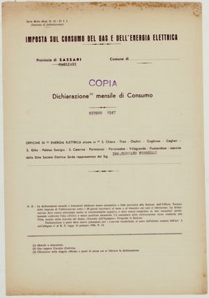 Cassa Conguaglio S.T. - Specifiche consumi mensili energia 1946 - 1947