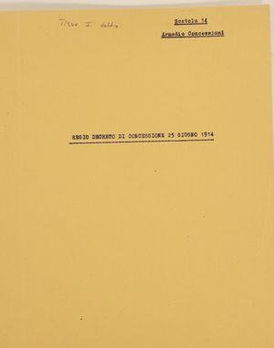Regio Decreto 25 giugno 1914 - Concessione per costruzione ed esercizio di un serbatoio d'acqua sul Tirso