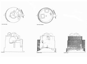 Pianta, sezione e prospetti della torre (Torri costiere della Provincia di Oristano. Storia, immagini e progetti di riuso, 2002, pp. 30-31)