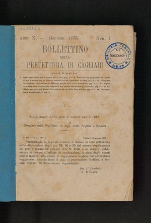 A. 10, n. 1 (gennaio 1875), p. 1