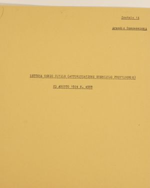 Lettera del Genio Civile, 23 agosto 1924 - Autorizzazione esercizio provvisorio