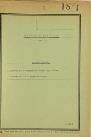 Soc. di Monteponi - Documenti originali: accordi S.E.S.- Monteponi per energia supplementare; vendita centrale di Portovesme 28.1.27